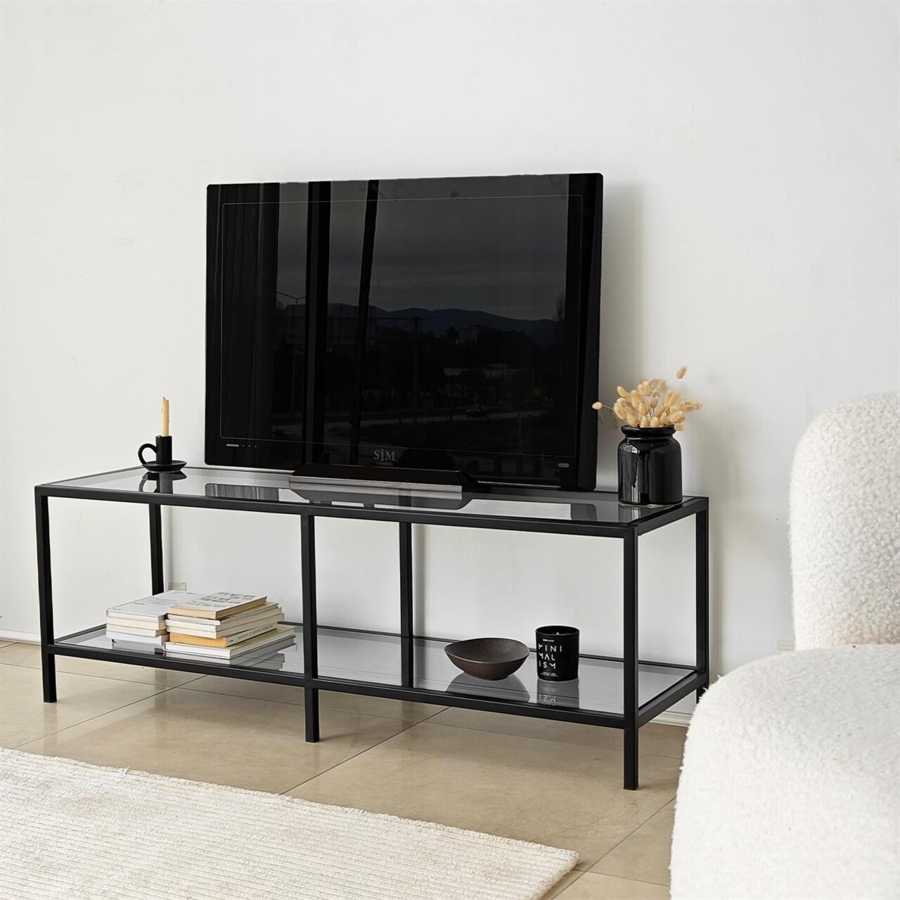 Comoda TV, Hanah Home, Basic, 130x45x40 cm, Gri închis/negru - imagine 6